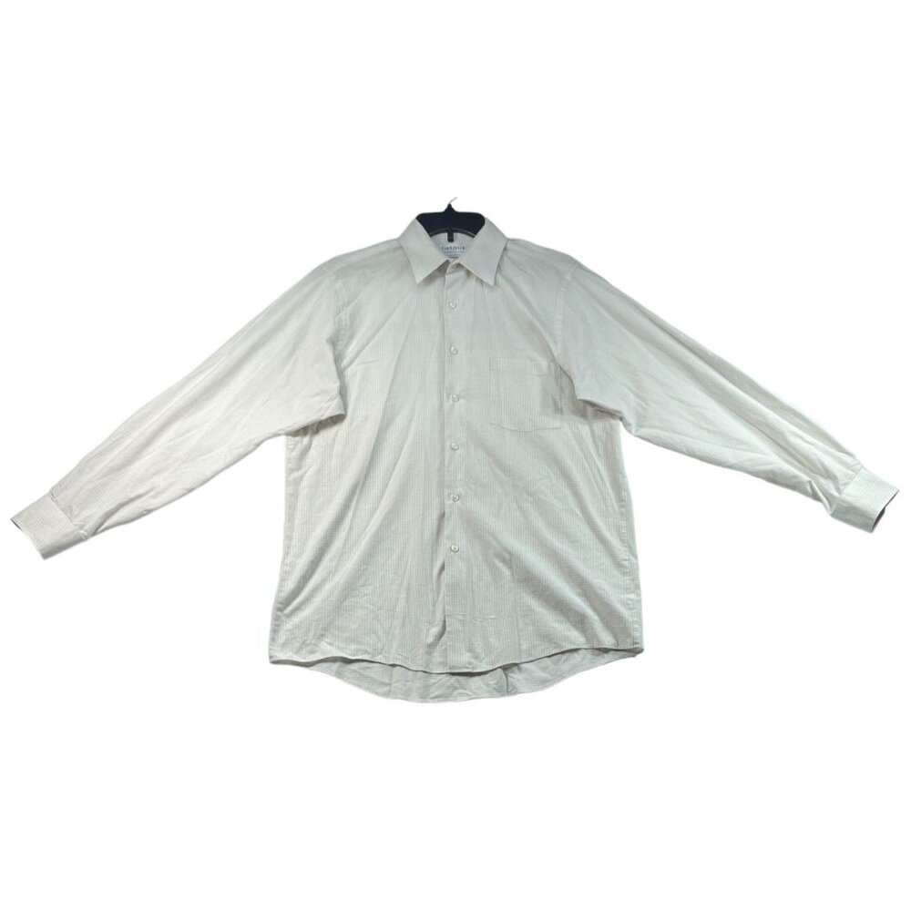 Van Heusen Dress Shirt Mens size 15.5 Beige Long Sleeve 34-35 Wrinkle Free